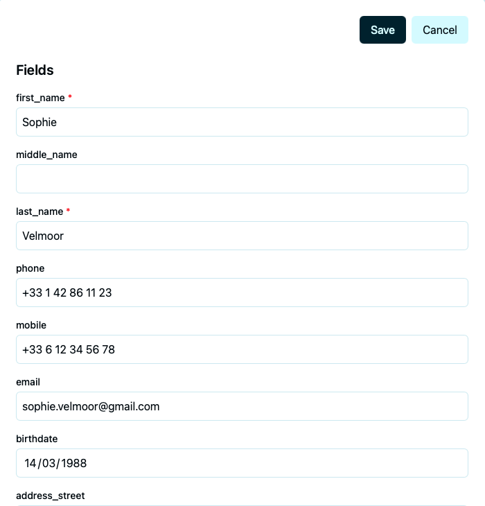 Editing a contact form