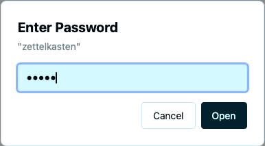 Enter Password dialog when opening an encrypted workspace