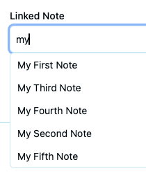 Linking to another note by typing in the Linked Note field