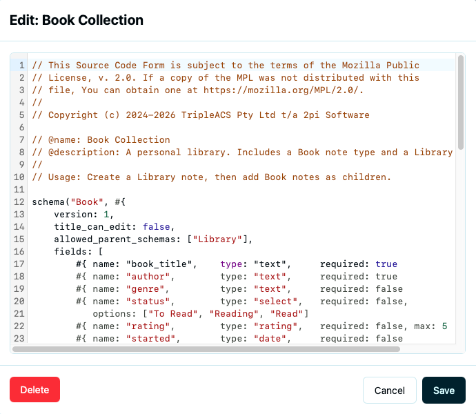 Script editor showing Rhai code with syntax highlighting in the CodeMirror editor