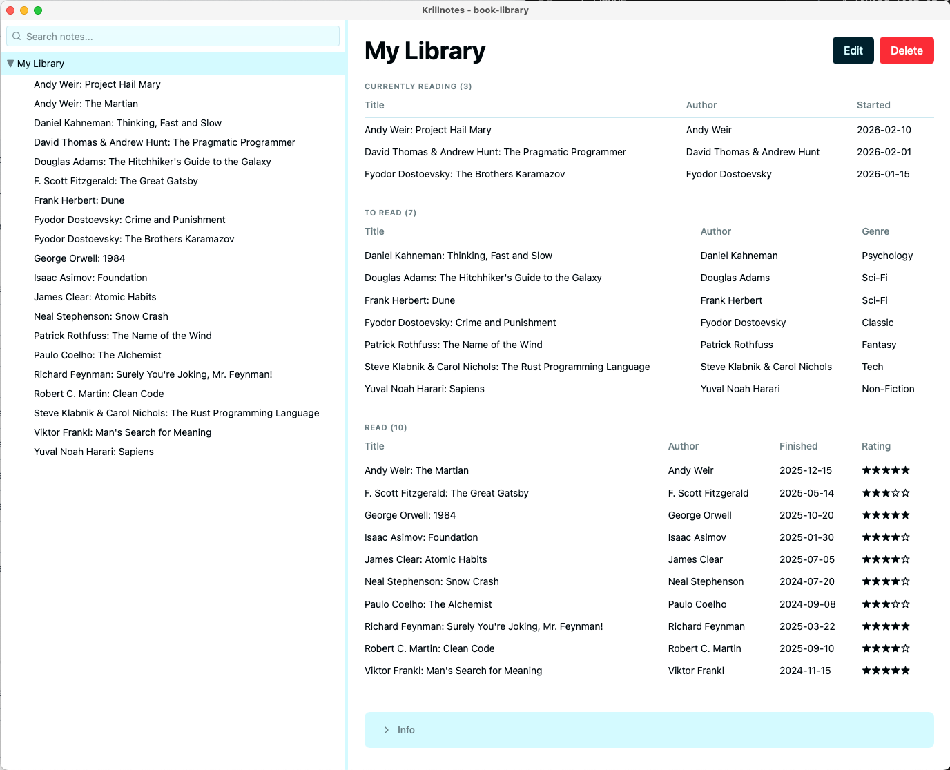 Book Collection screenshot