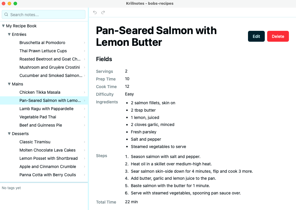 Recipe screenshot