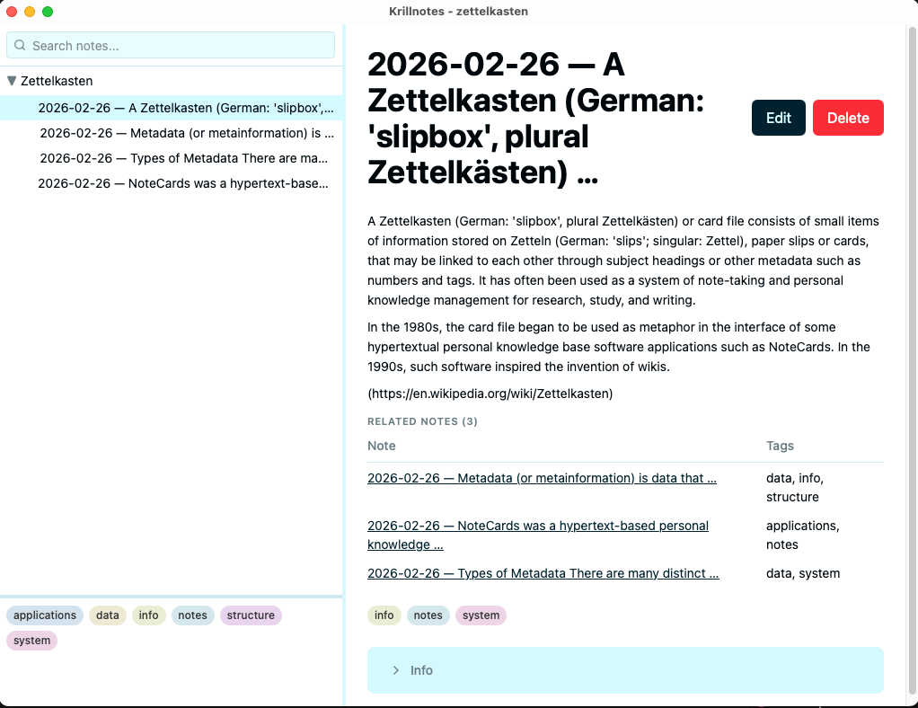 Zettelkasten screenshot